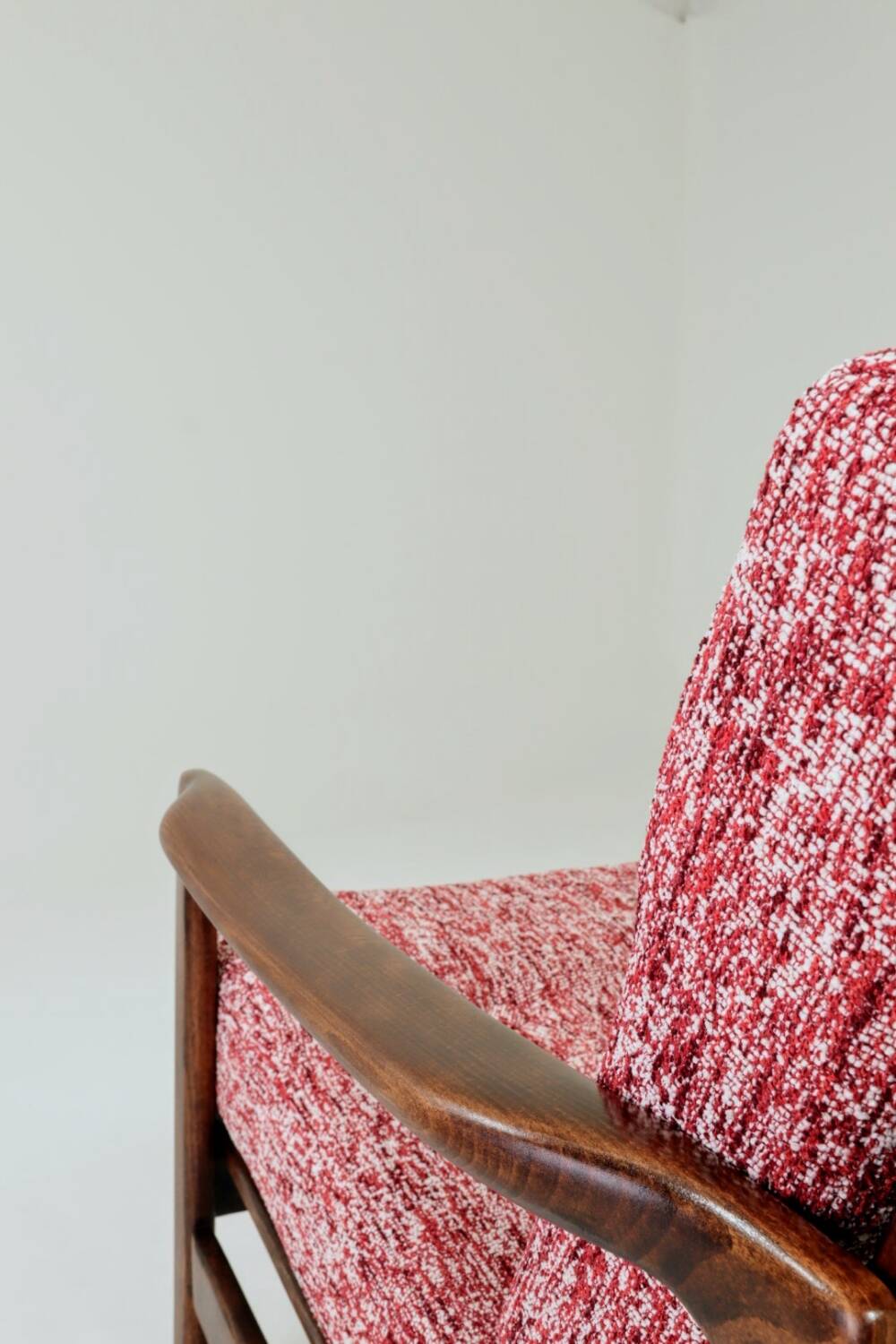 Scandinavian armchair red lobster mid century modern design 1965