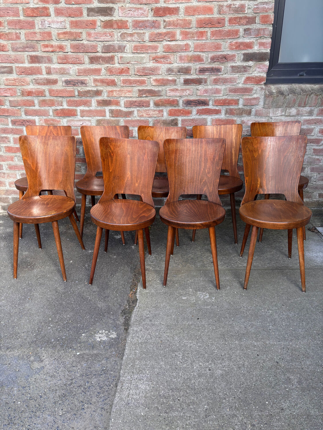 Set of 10 Baumann bistro chairs