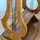 Lyre bedside table, cherry wood, 1960s.