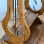 Lyre bedside table, cherry wood, 1960s.