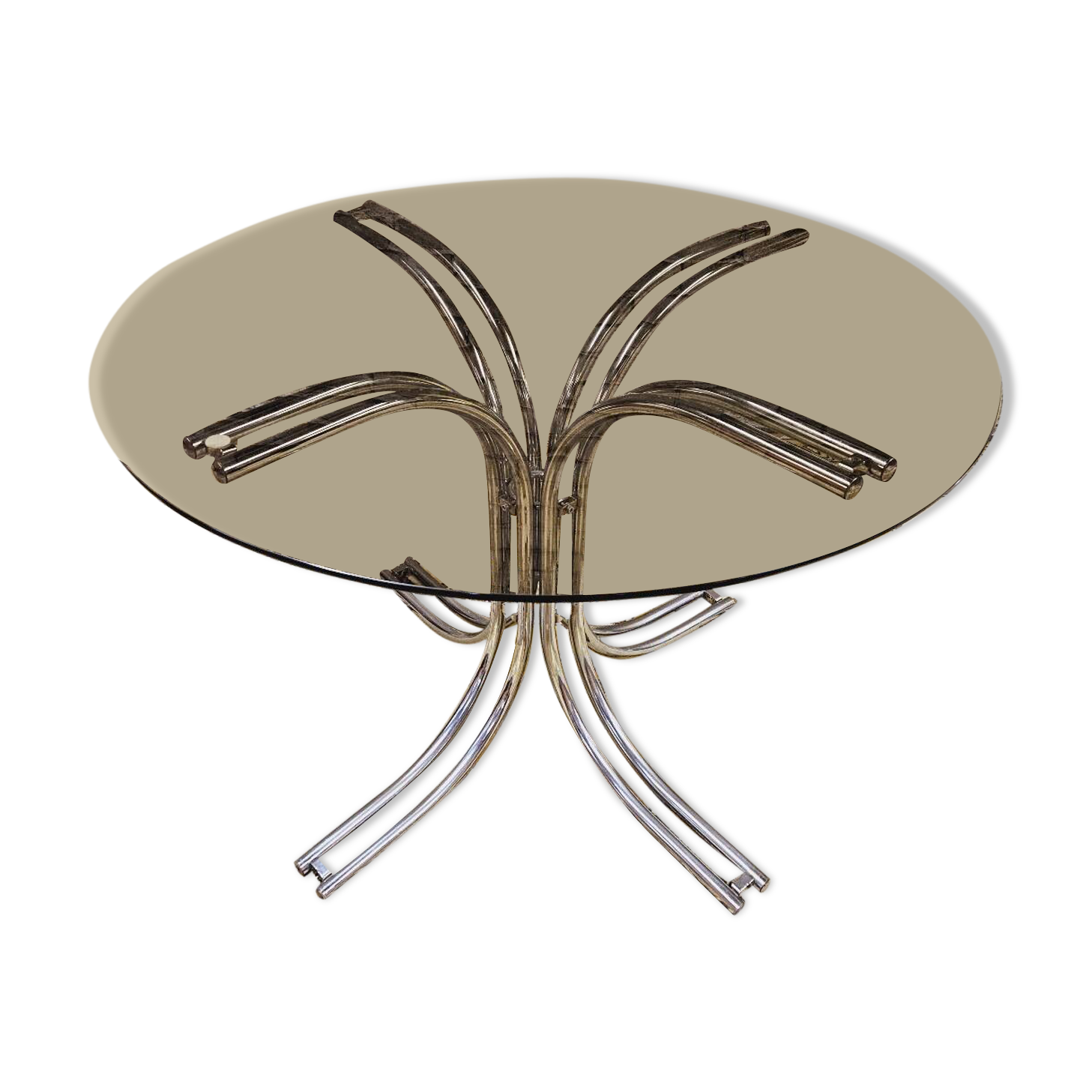 Vintage smoked glass dining table, Italy 1970s