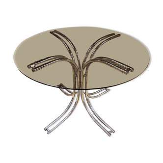 Vintage smoked glass dining table, Italy 1970s