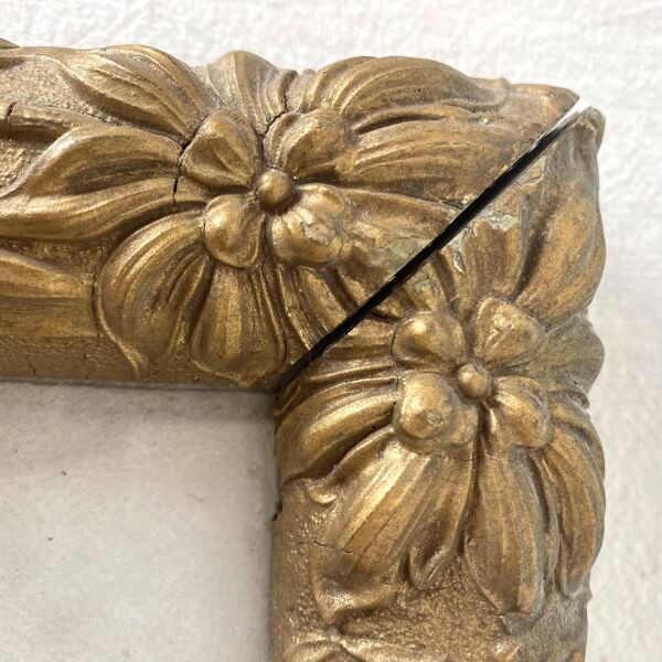 Pastel ancien bouquet de fleurs encadré art nouveau