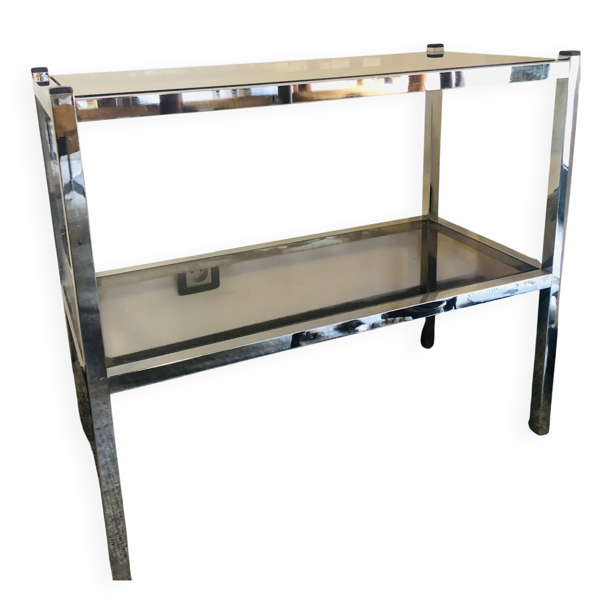 Chrome console and tinted glass