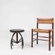 Industrial Black Metal Stool with Frame, France 1920s