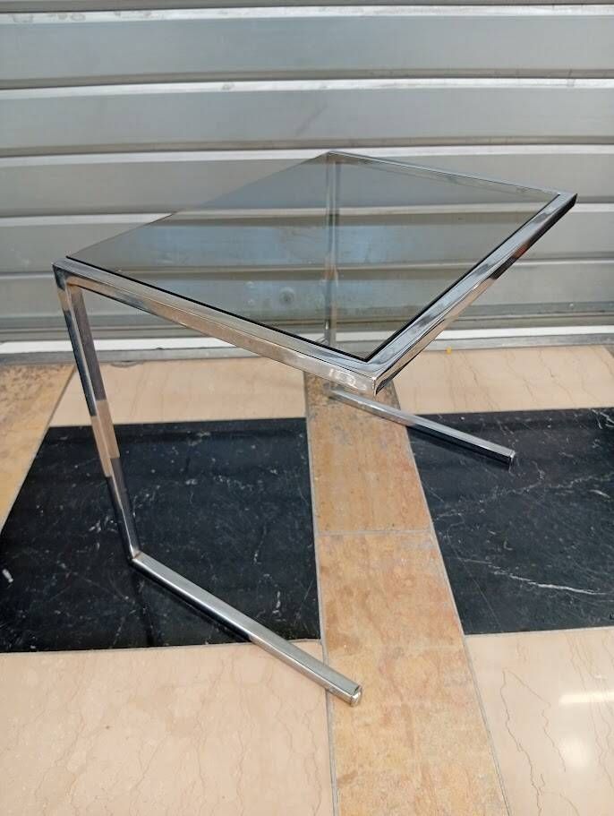 Table d'appoint verre et chrome vintage