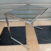 Vintage glass and chrome side table