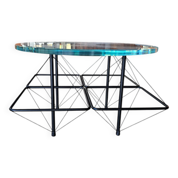 Table basse en fil de fer rare des années 1980