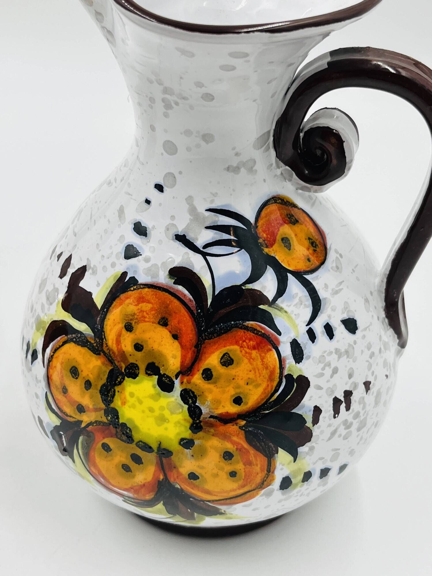 Pair of vintage hand-painted Italian floral vases