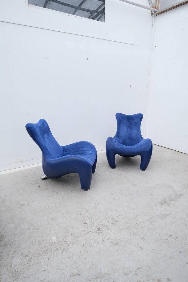 Paire de fauteuils ''balou'' de jane worthington pour leolux en cuir, 1980