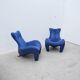 Pair of "Balou" armchairs by Jane Worthington for Leolux in leather, 1980