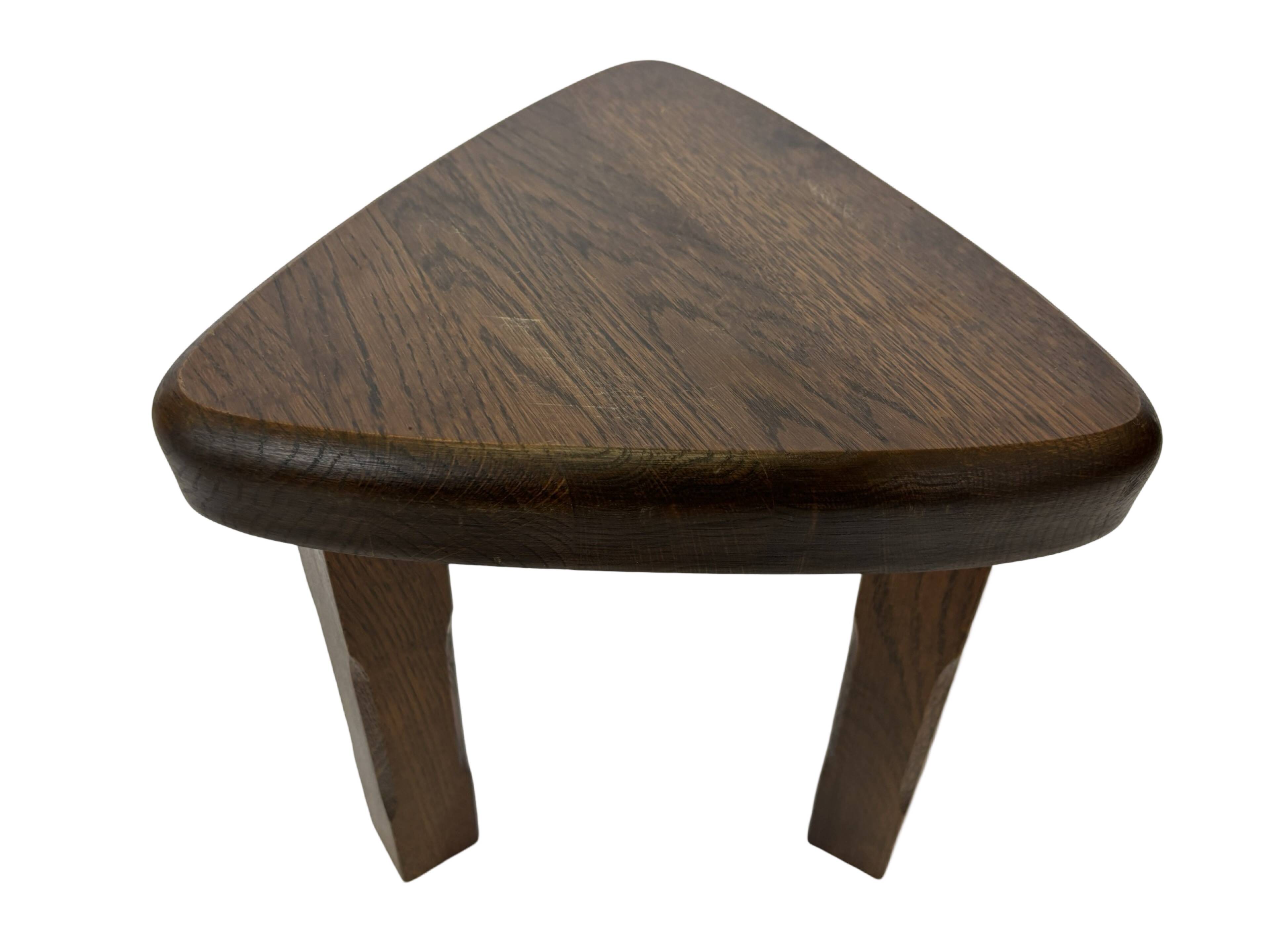 Set of 3 brutalist oak oval side or nesting tables minimalist design 1970s