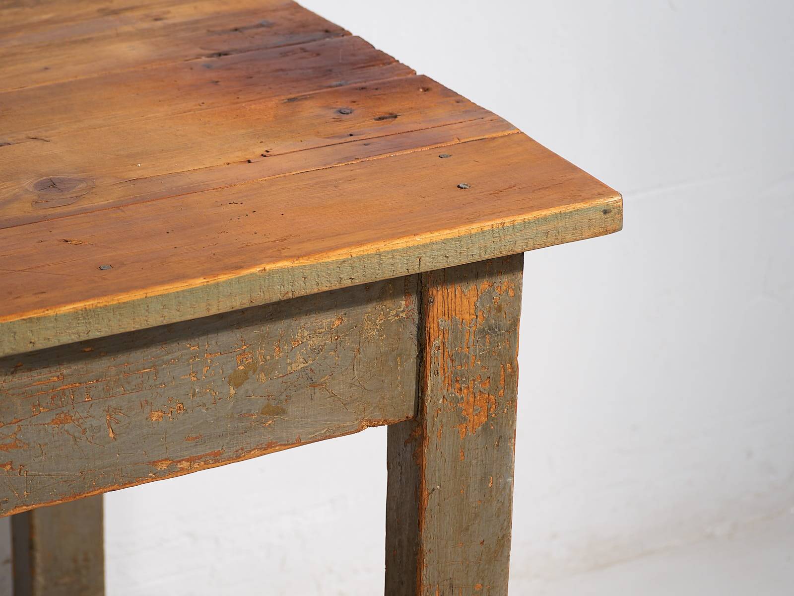 Antique olive green work table (c.1920) #15