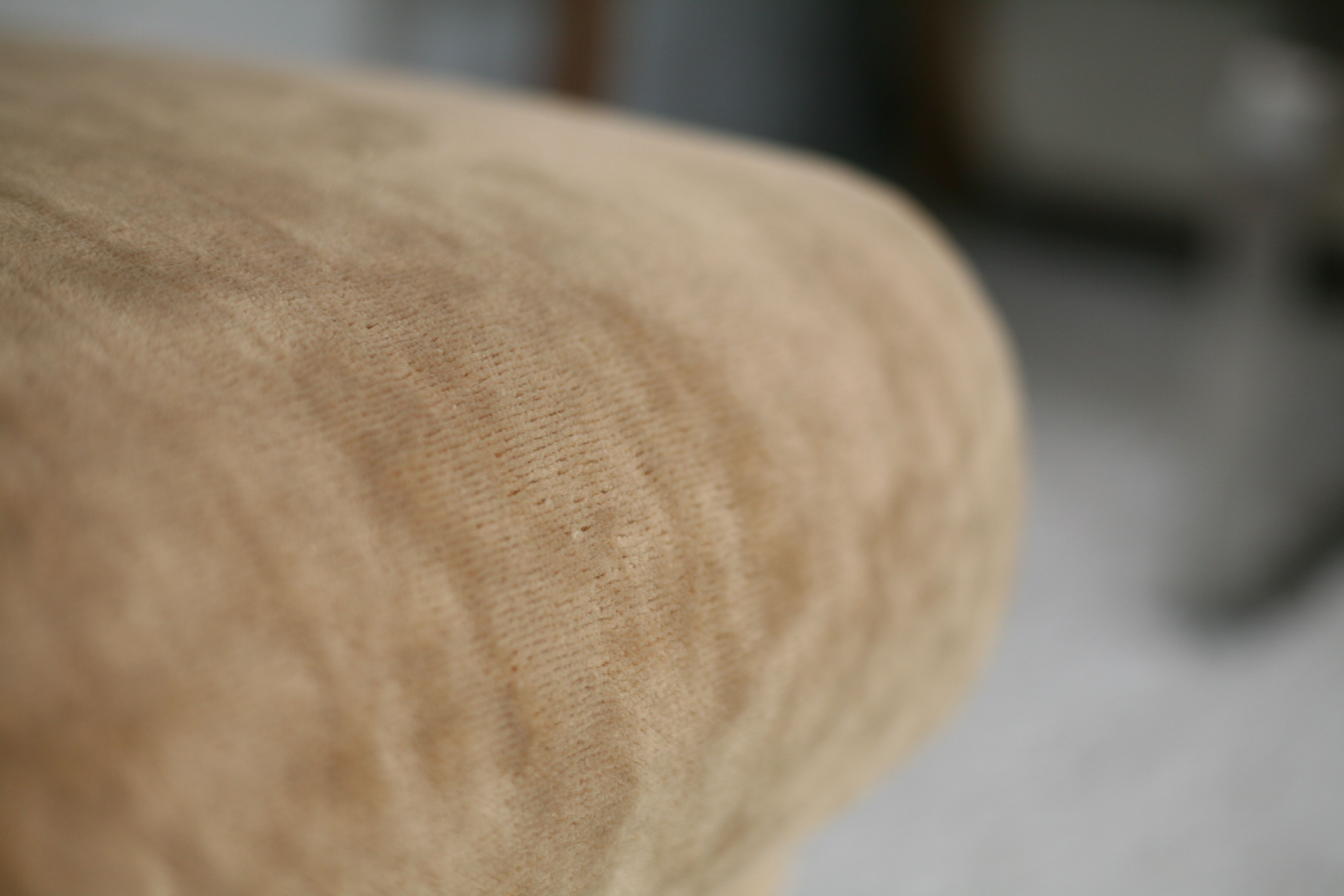 Pair of armchairs "Space Age", foam and velvet "honey", France, circa 1970