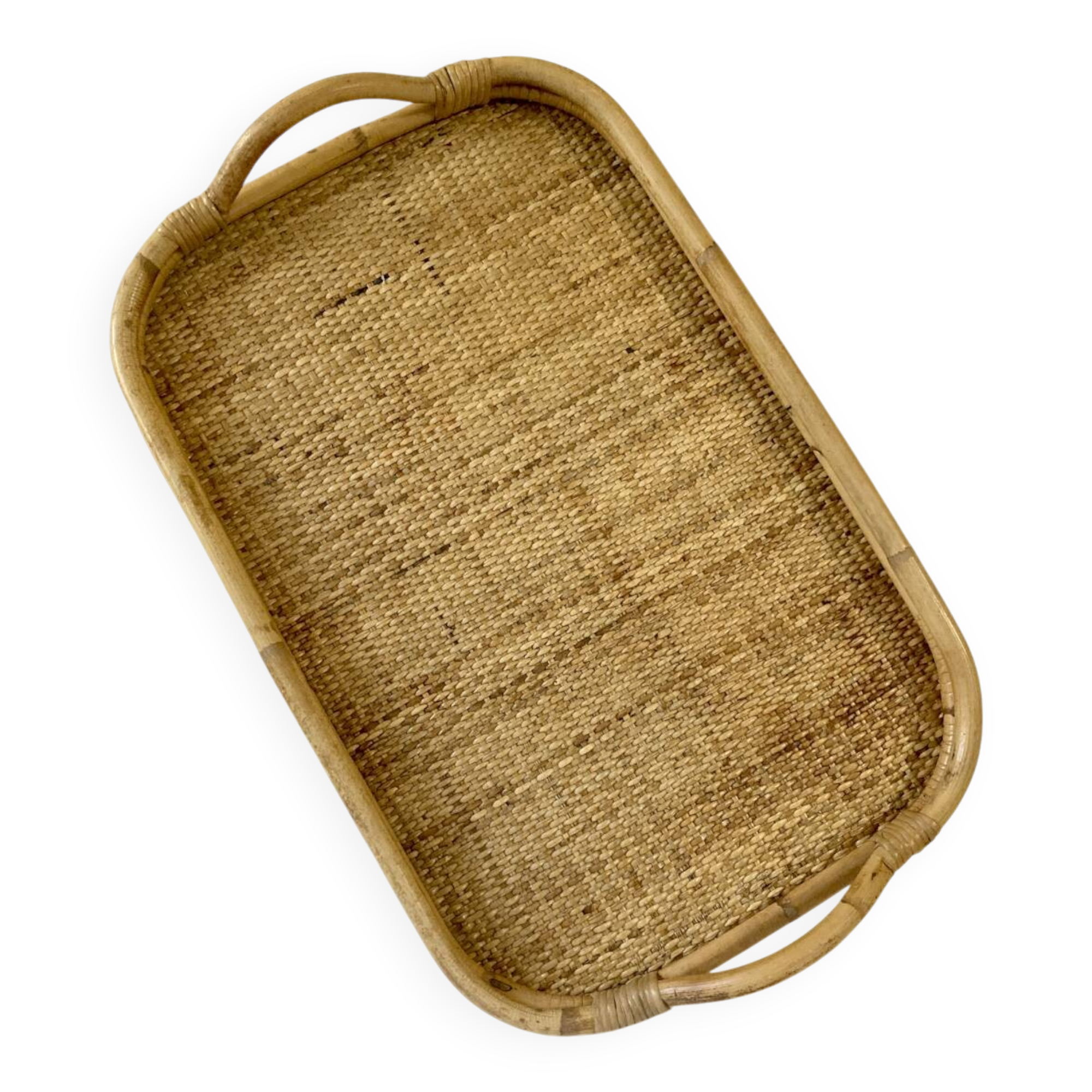 Vintage service tray in bamboo and rattan