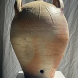 Very large beige jar with 2 handles H49