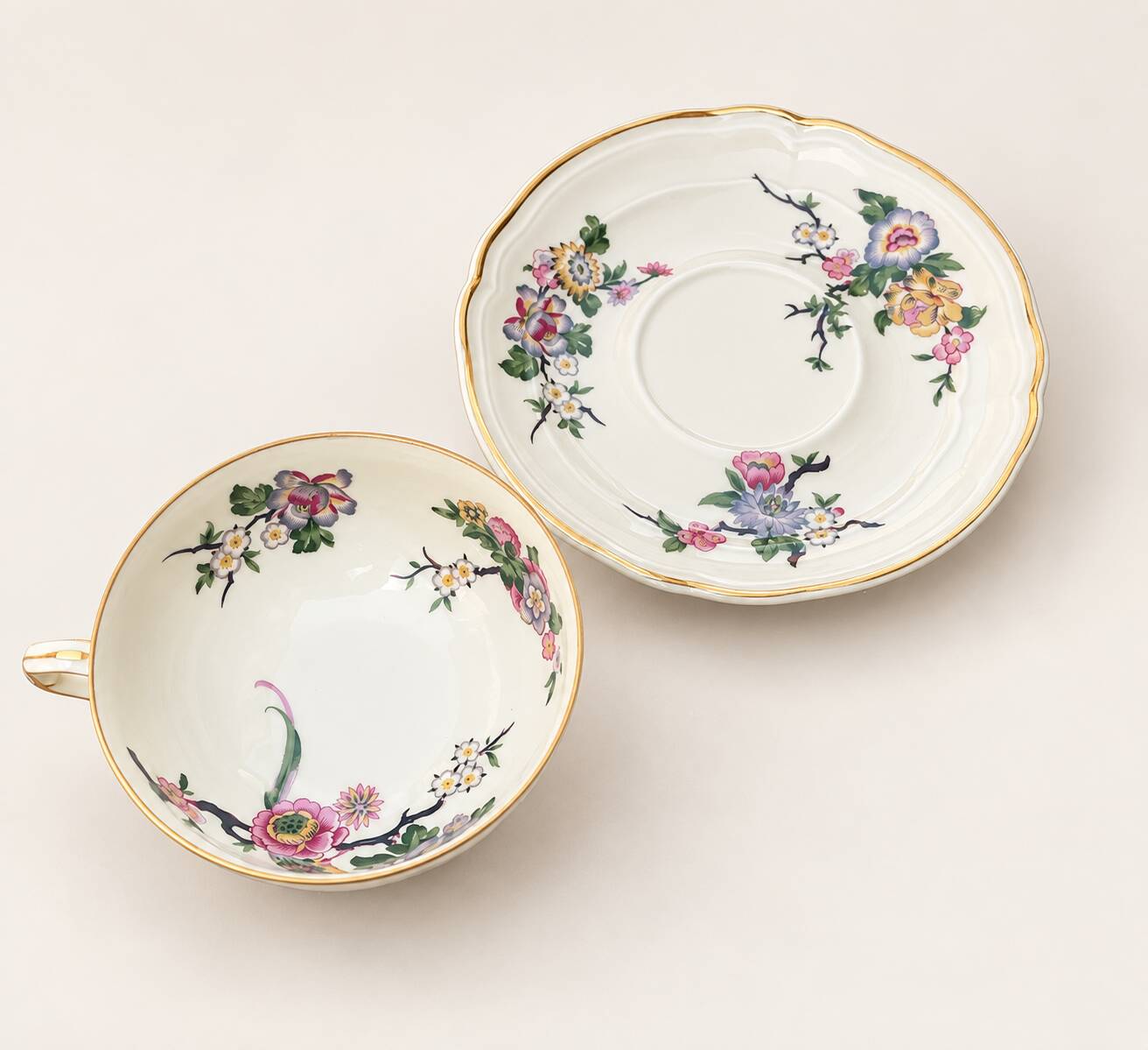 Set of 4 tea cups and saucers Bernardaud Limoges – Chinese Birds