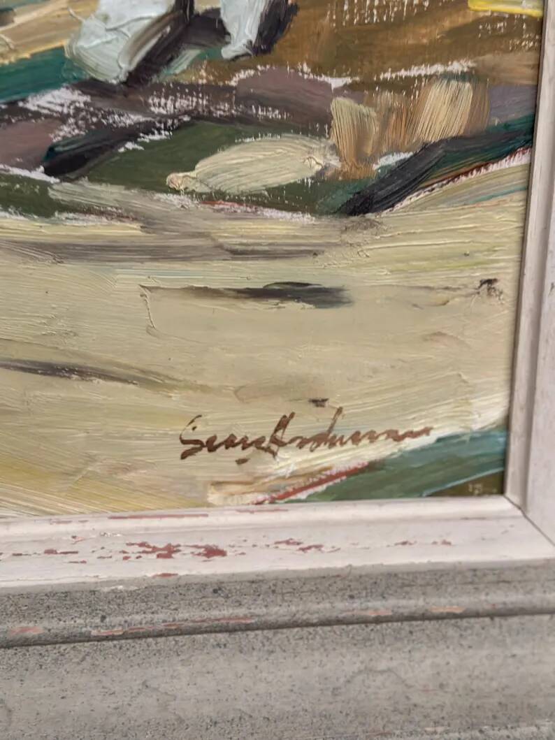 Original Swedish Oil on Canvas – “Mountains Landscape” by Georg Andersson – Signed – Vintage & Framed – 58 × 50 cm
