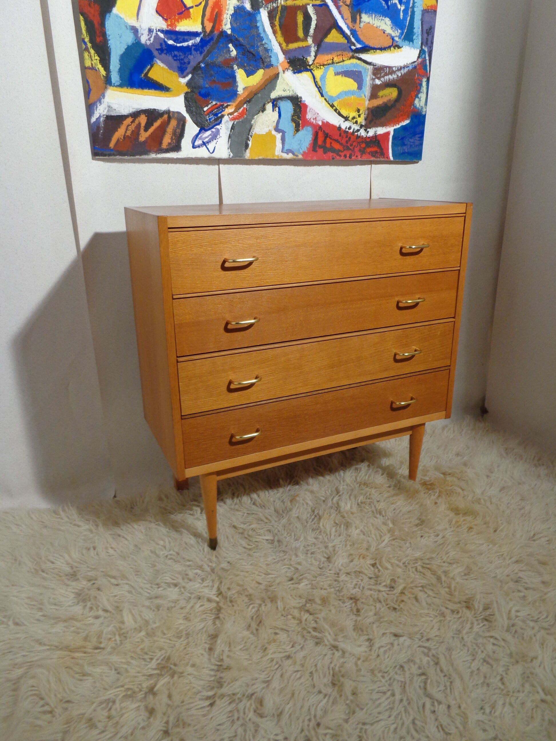 Vintage chest of drawers from the 60s honey color