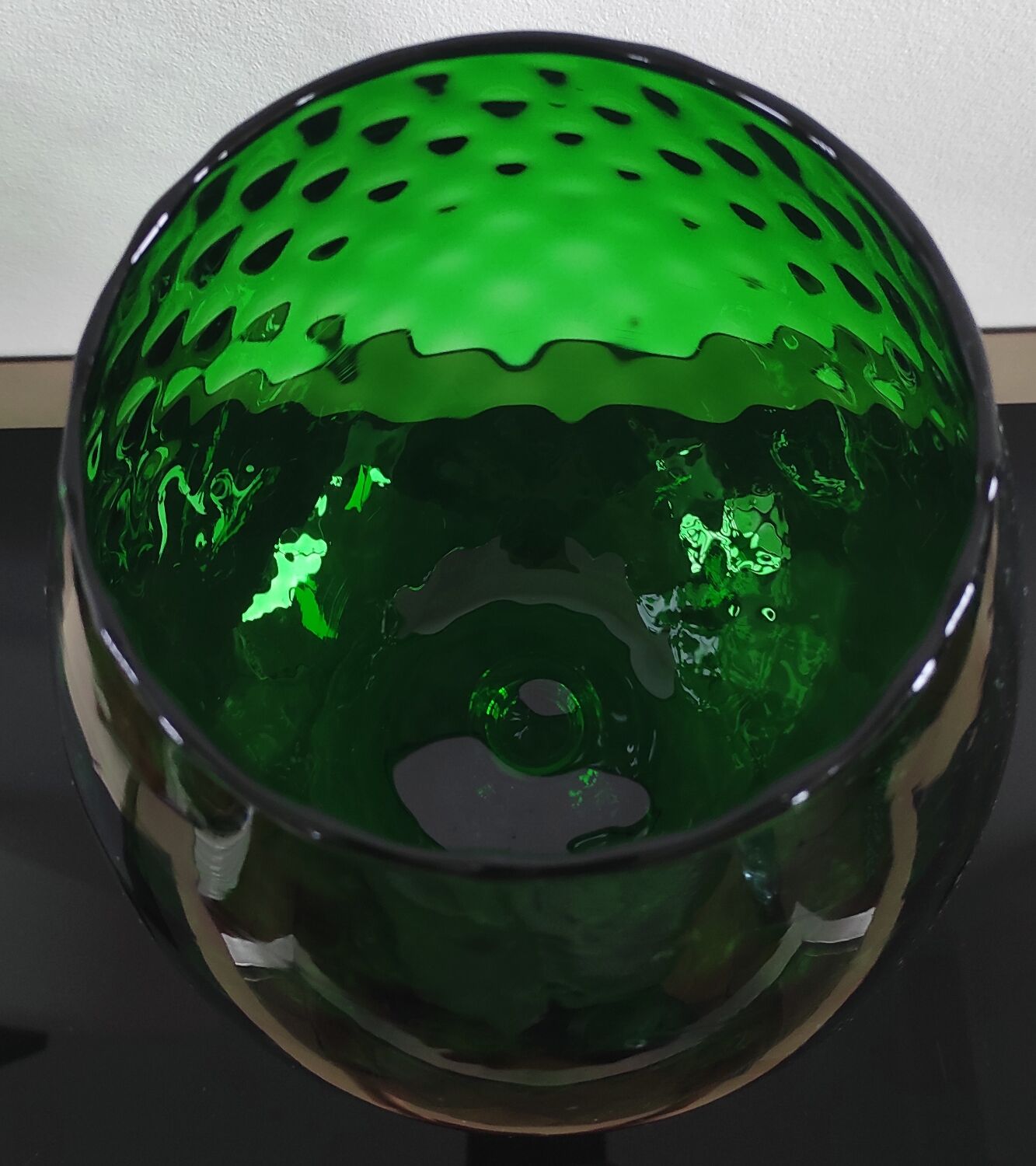 Vase Cognac XXL vintage verre soufflé d’Empoli Italie vert émeraude
