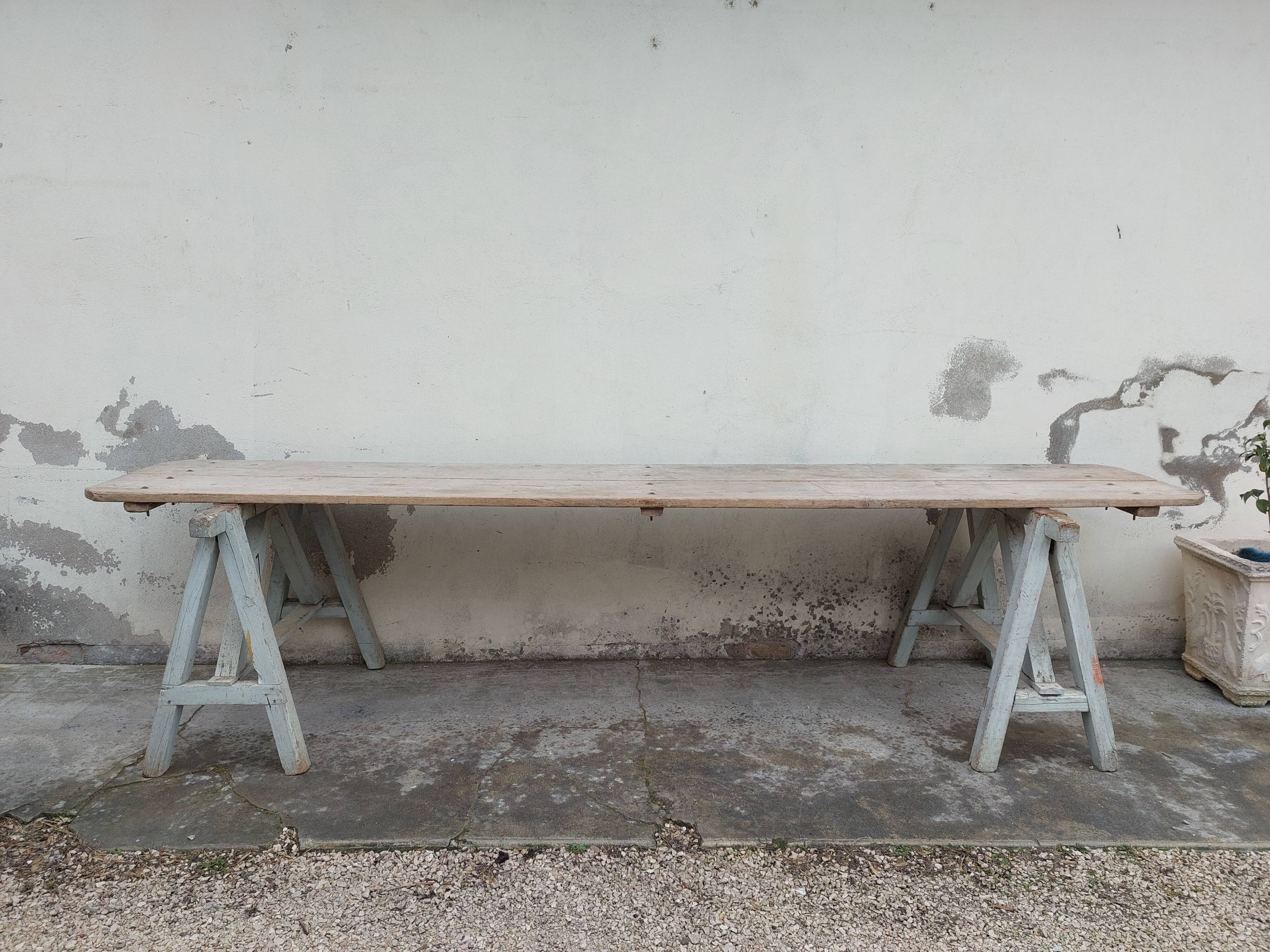 Workshop table in old wood 1950 -3m50