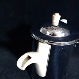 Large art deco insulating coffee maker in hammered metal and porcelain (by bauscher & sus)