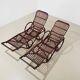 Pair of Bamboo and Rattan Chaise Lounges Germany 1950s
