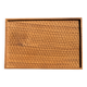 Rectangular solid teak plateau with carved edges 27x18.