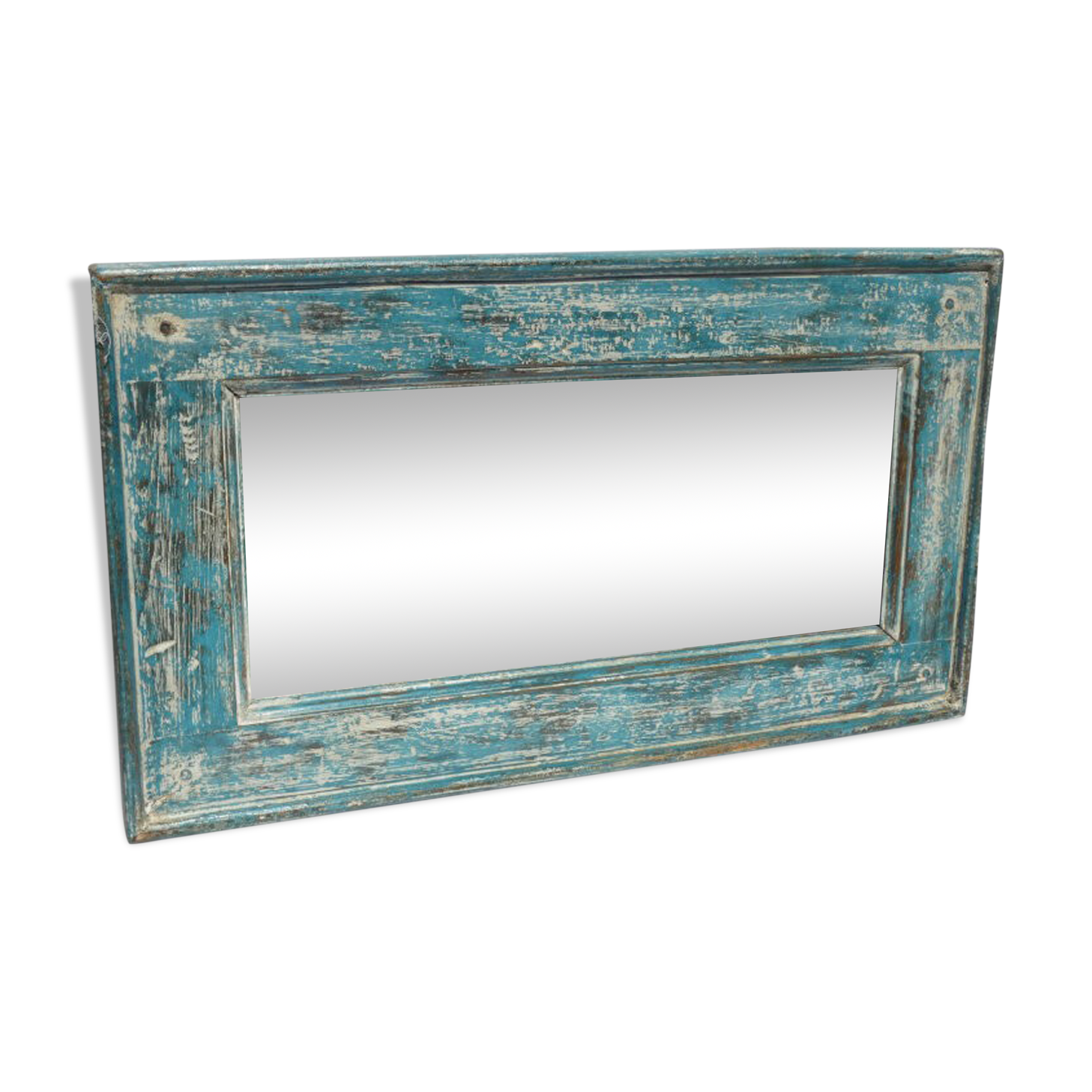 Mirror Wood Old Teak Patina Blue White 57x3x31cm 20