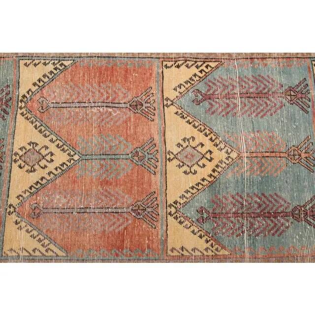 1970s Vintage Turkish Hand-Knotted Wool Cotton Orange Runner Rug 143x339