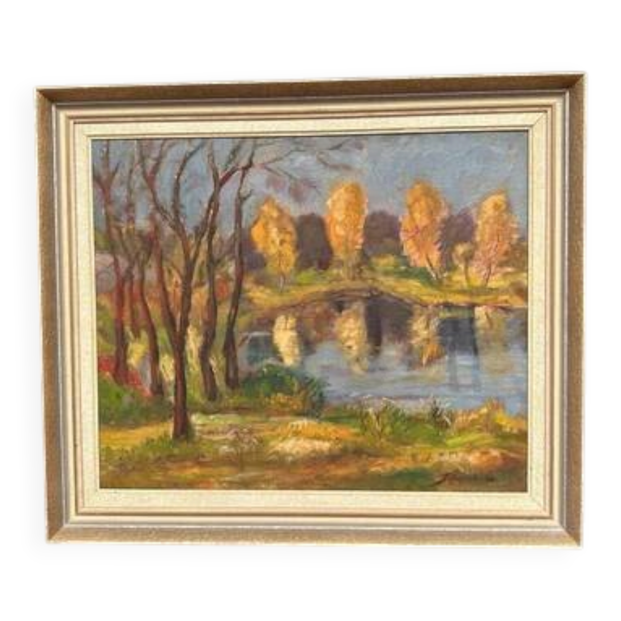 Original Swedish Oil on Panel – “Autumn Landscape” by Skänstod – Dated 1948