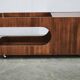 1970s Italian Modernist Wood and Smoked Glass Bar Cart