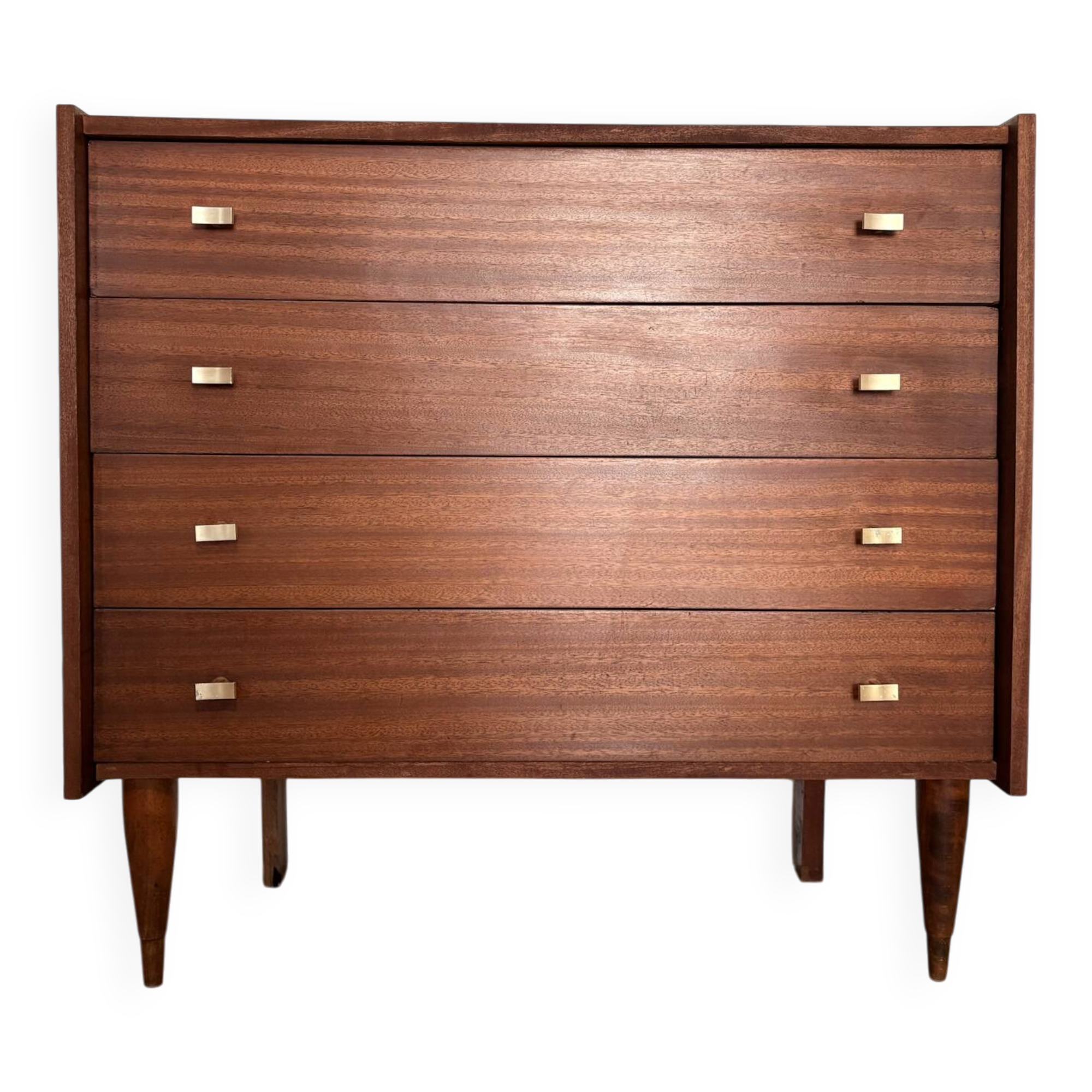 Commode en teck poignées dorées