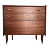 Teak chest of drawers with gold handles