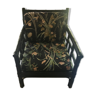 Black painted rattan chair