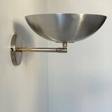 Vintage adjustable brushed metal and brass wall light, France 1970