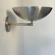 Vintage adjustable brushed metal and brass wall light, France 1970