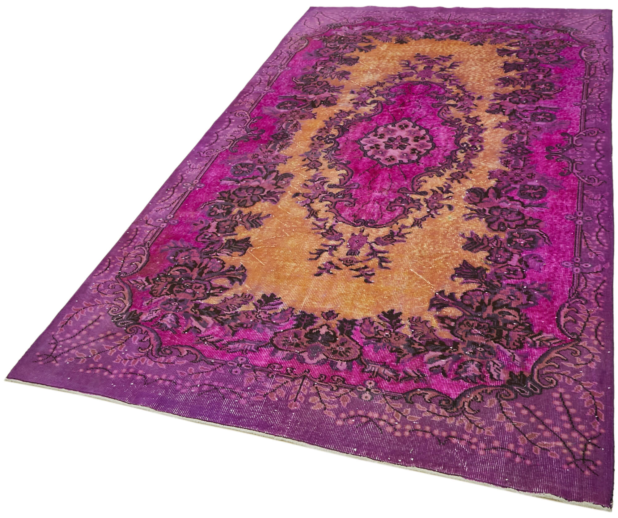 Handmade anatolian 1970s 186 cm x 296 cm purple carpet