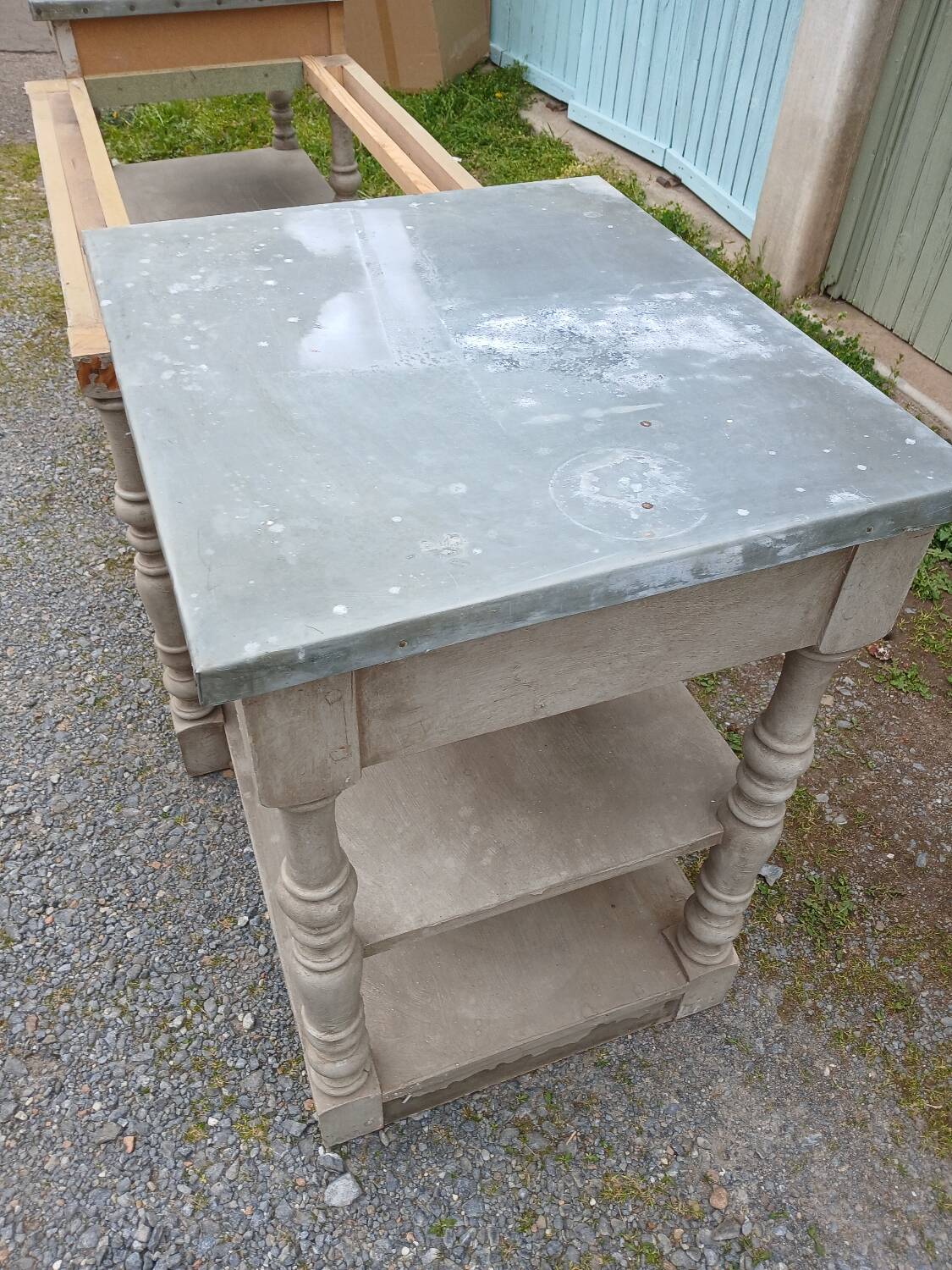 Grand meuble style drapier en bois et zinc