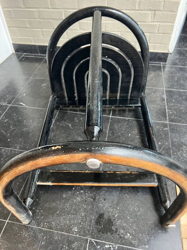 Chaise haute Allmilmö vintage 1980 – design postmodern en chêne courbé