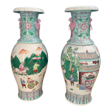 Paire de vases chinois en porcelaine de fin 19è siècle