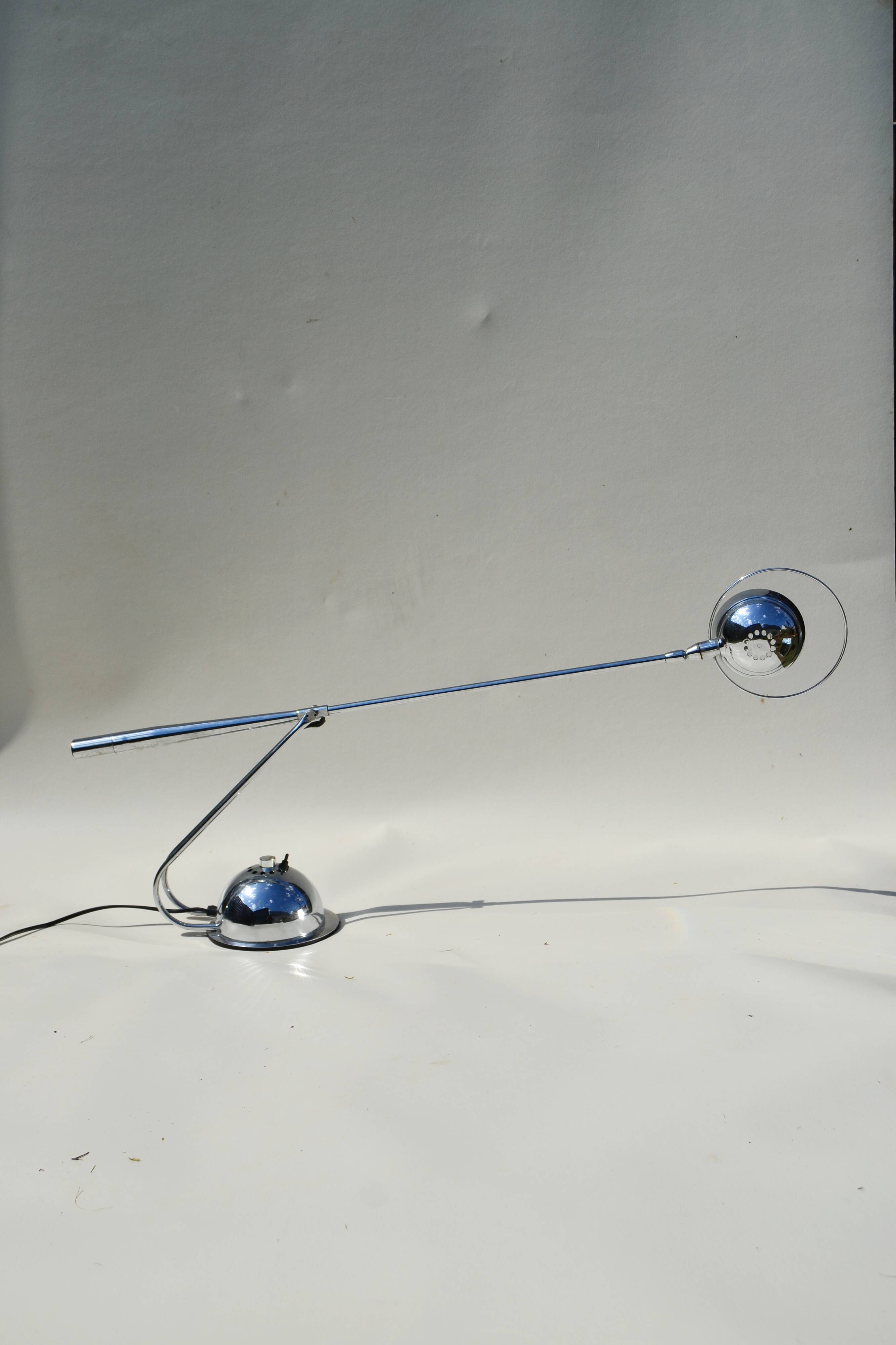 Chrome rocker desk lamp Aluminor 80s