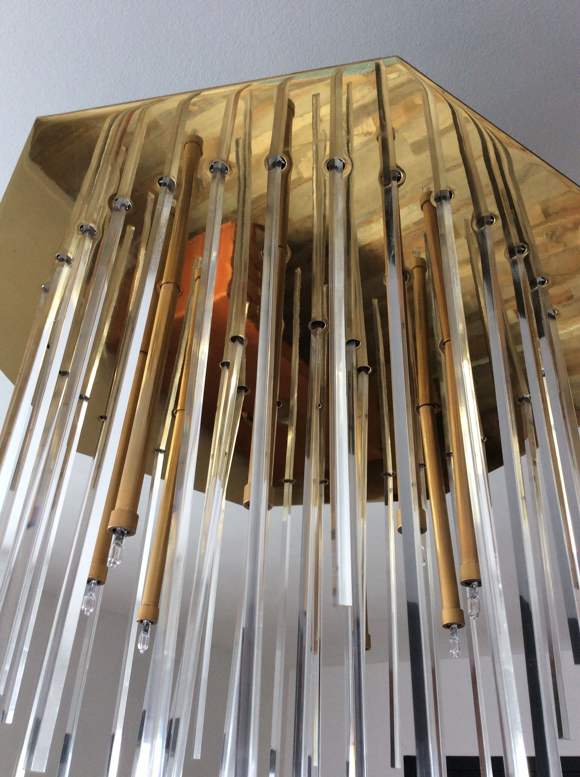 J.T Kalmar chandelier in brass and plexiglass of the 70s