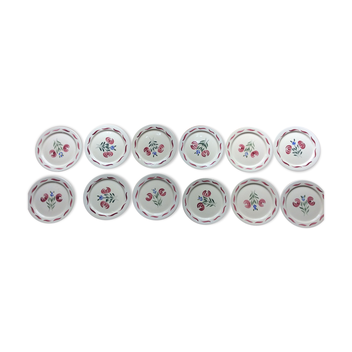12 vintage dessert plates