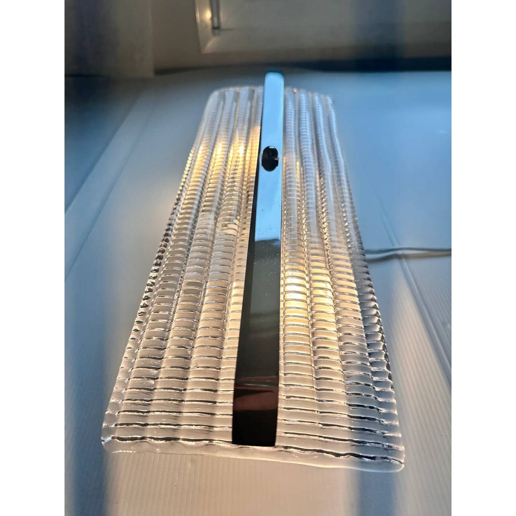 Modern Rectangular Murano Glass Wall Sconce Set with Chrome Finish