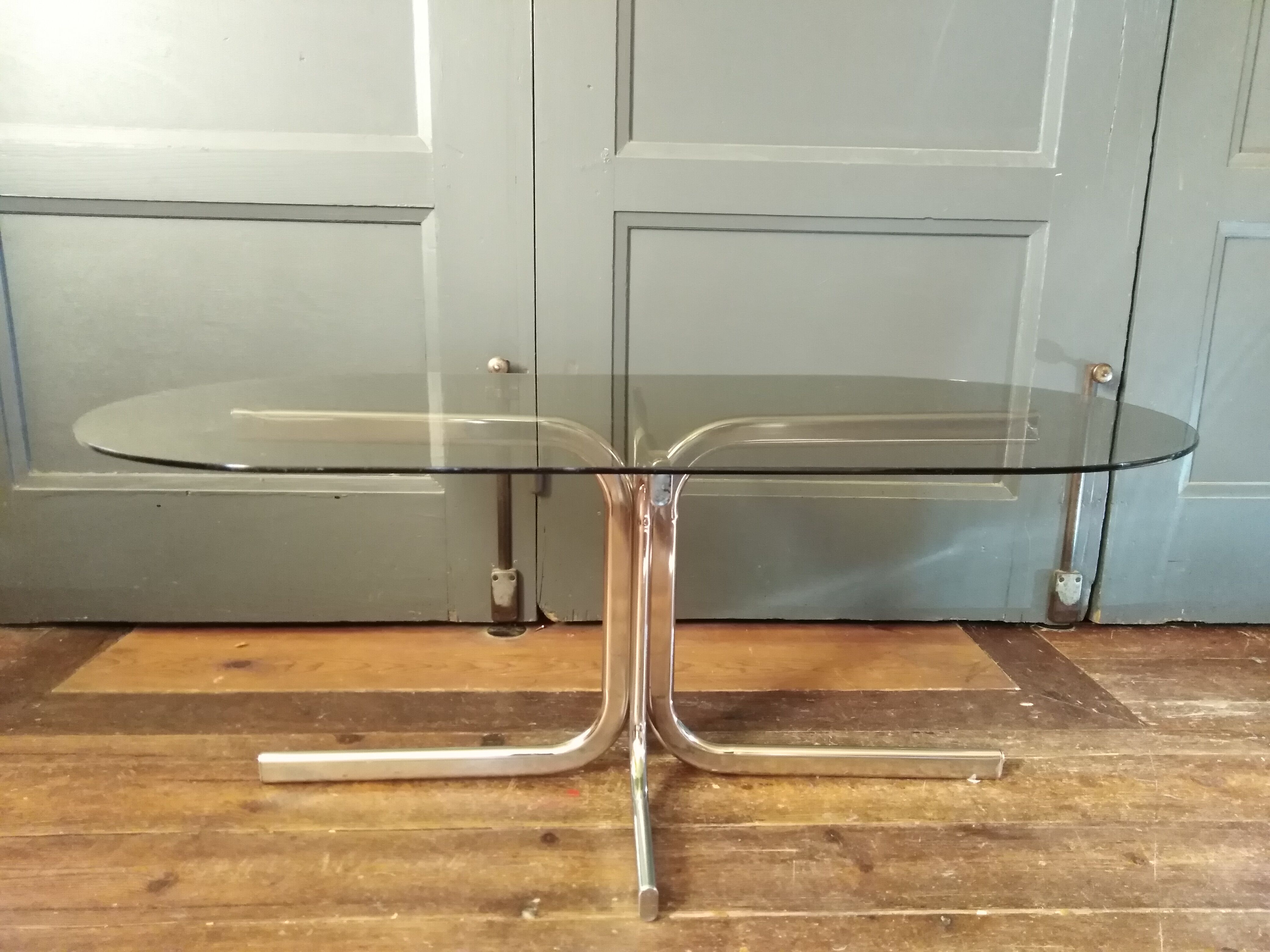 Glass and chrome coffee table 1970