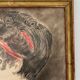 Aquarelle sur papier calque portrait femme travail debut xxe cadre dore