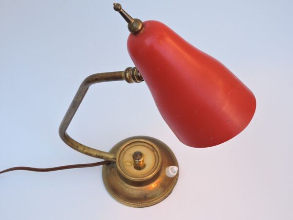 Lampe de bureau cocotte design Vintage en tole et laiton 1950