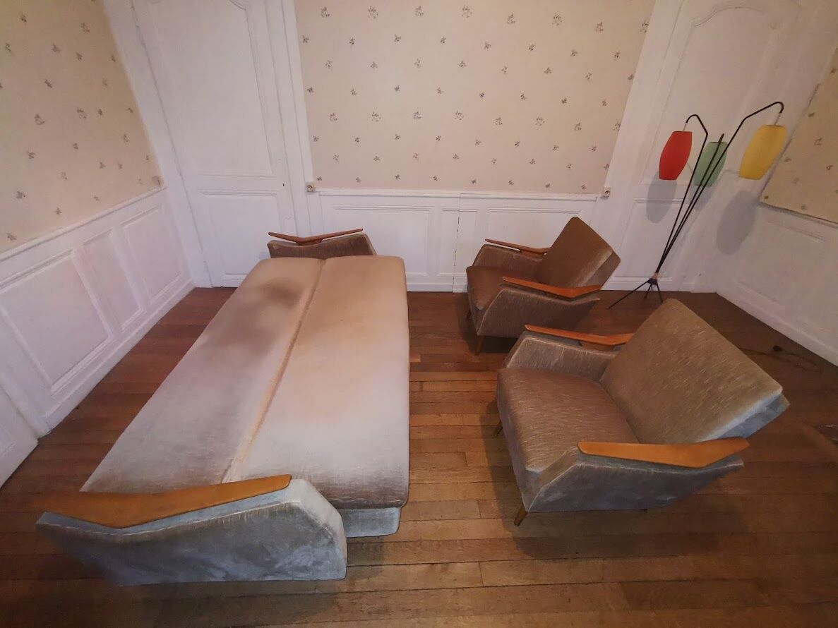 Daybed sofa green velvet water 1950