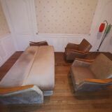 canapé daybed années 50 velour vert d'eau